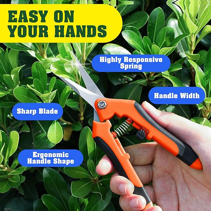 4 Pack Garden Pruning Shears, Stainless Steel Garden Shears, Gardening Shears, Garden Scissors, Clippers, Pruning Snips, Pruning Shears for Gardening Tools (Orange)