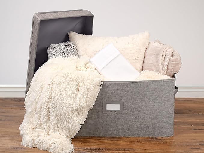 Covermates Keepsakes - Storage Box - Heavy Duty Polyester - Reinforced Handles - ID Window - Indoor Storage - Closet Storage, Grey Heather