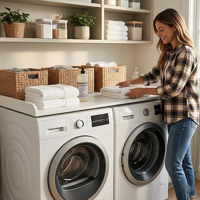 Washer Dryer Countertop, Laundry Room Organization and Storage, 27.6" x 54" Wood Laundry Countertop for Washer and Dryer, White