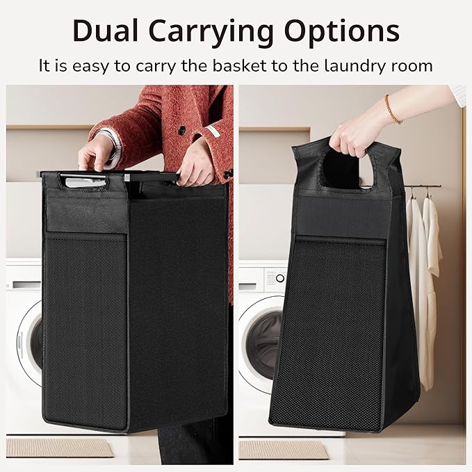 Laundry Hamper, Laundry Basket with 4 Pull-Out Removable Oxford Fabric Bags, 4 x 10.6 Gallons, Total 160L, Cloth Laundry Sorter with a Top Shelf 45.7"x13" (Black and Rust)