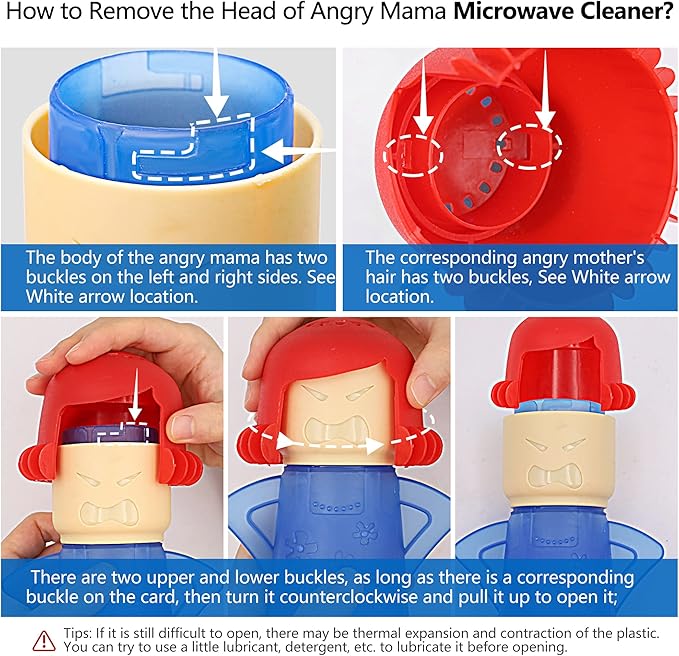 Abnaok Microwave Cleaner, Angry Mama Microwave Cleaner Microwave Oven Steam Cleaner Easily Clean in Minutes Cleans Add Vinegar and Water for Home or Office with English Manual (Blue)