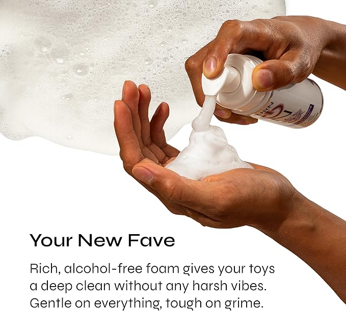 Turn On Hygienic Foaming Toy Cleaner, 7.5 Ounce All Purpose Alcohol Free Gentle Cleansing Spray, No Harsh Chemicals Safe for All Toys and Surfaces, Paraben Free & Sulfate Free
