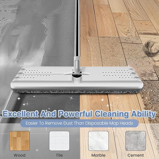 Flat Mop Head Replacement Pads Compatible with Joy-MOOP Mop and Bucket Set, Reusable Washable Squeeze Microfiber Mop Refills for Oshang Bosheng Mop - 13" X 4.9", Grey Only