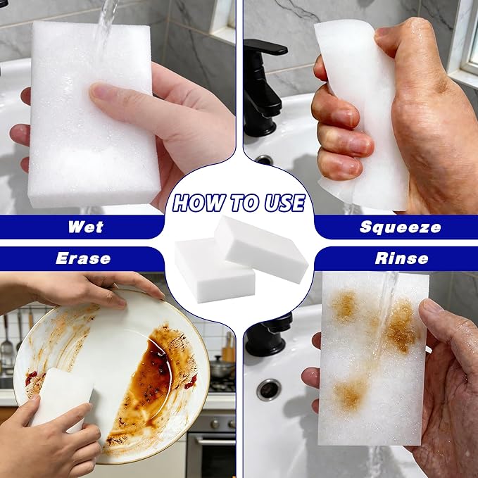 20 Pack Magic Cleaning Sponge Erasers, Non-Scratch Melamine Sponge Bulk Multi-Surface Cleaner Melamine Foam Cleaning Scrubber Pad Sponges for Household Wall Shoes Bathtub Door Shower Bathroom Kitchen