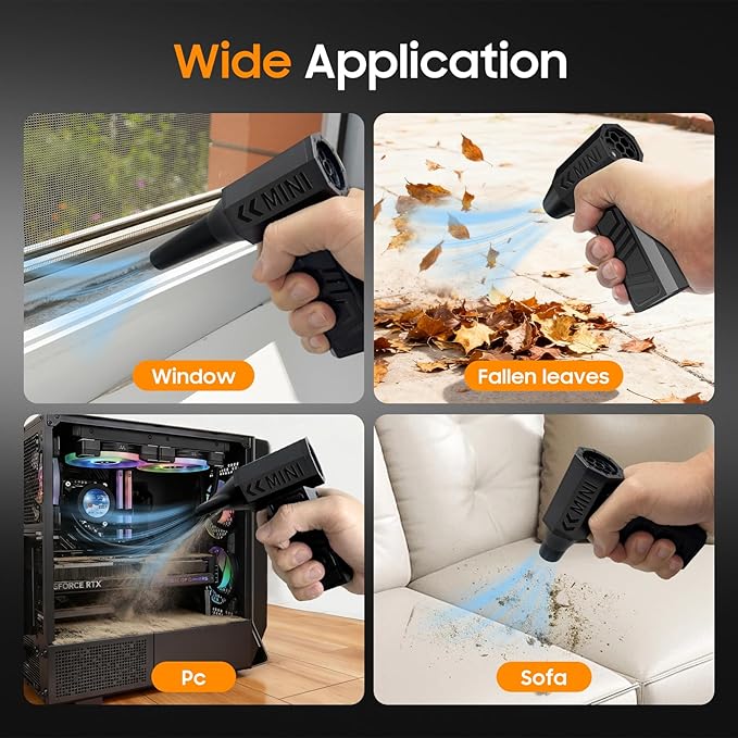 Compressed Air Duster, 130,000RPM Super Power Electric Air Duster, 3-Gear Adjustable Mini Blower, Replacing Compressed Air Cans, Dust Blower for Car, House, Outdoor or Campfires, Valentine's Day Gifts