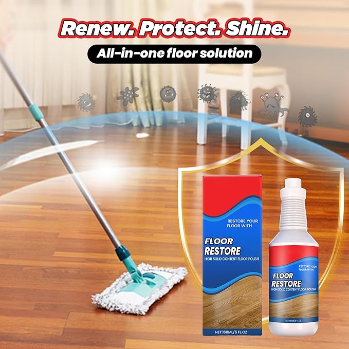 Floor Restore for Wood Floors: Floor Clean Restorer & Polish for Tile, Shine Wood, Laminate, Vinyl, Bamboo - Quick-Drying Flooring Protection Agent (1, 150 ml)