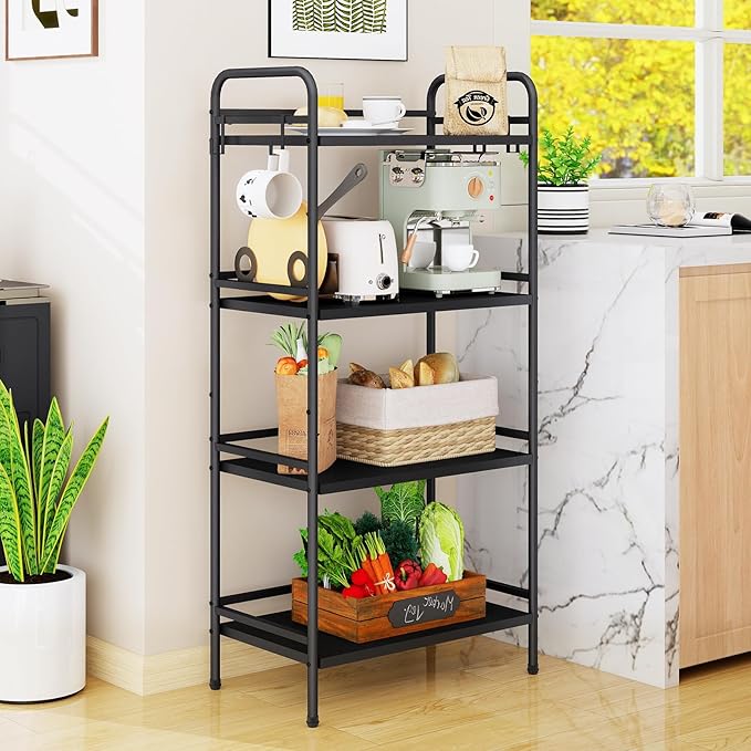 HDANI 4-Tier Metal Storage Rack with Shelf, Storage Shelves, Shelf Organizer, Garage Standing Shelving Unit for Laundry, Bathroom, Kitchen, Pantry, Closet, 23.6''W x 13.8''D x 50''H, Black