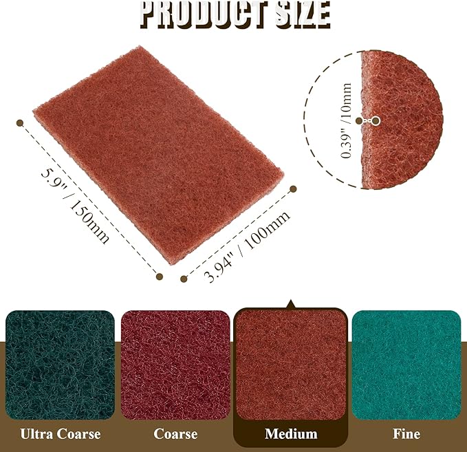6 Pcs 4 x 6 Inch General Purpose Scuff Pads, Medium Sanding Hand Pads for Scuffing, Scouring, Sanding, Paint Primer Prep Adhesion Scratch, Surface Preparation for Car, Craft