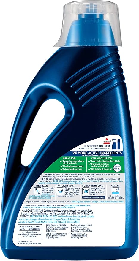 Bissell OXY Clean + Refresh with Febreze Carpet Cleaning Solution, for use in Leading Upright Carpet Cleaners, 60oz, Deep Cleans with Oxy, eliminates pet Odors