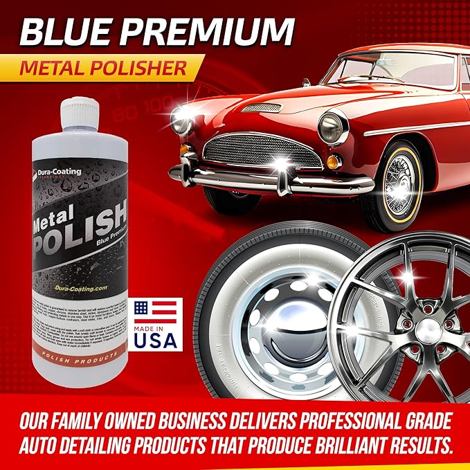 DURA-COATING TECHNOLOGY Blue Premium Metal Polish and Cleaner Liquid for All Metal, Brass, Gold, Copper, Fiberglass, Aluminum, Jewelry, Sterling Silver (1 Gallon Bottle)