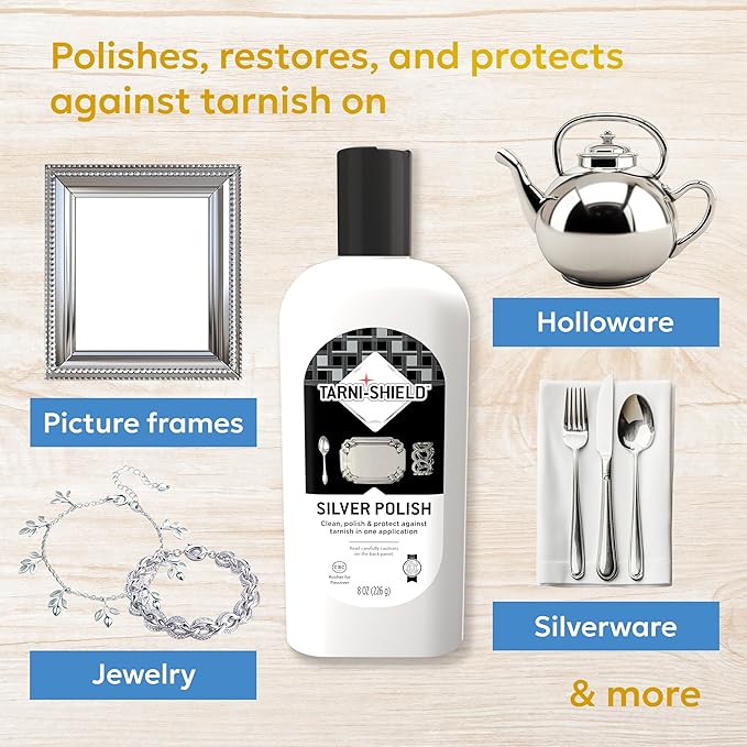 Silver Polish - Clean, Polish, and Protect Against Tarnish - 8 Ounces – Safely Cleans in Just One Application 2-Pack