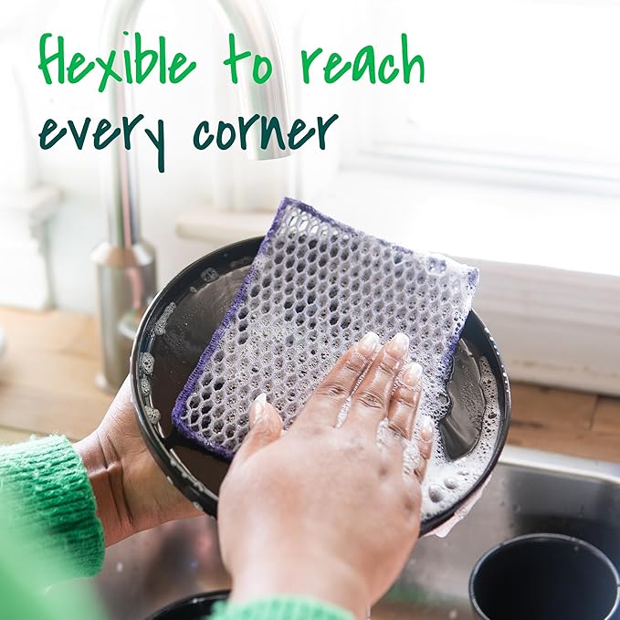 Scotch-Brite® Stay Clean Scrubbing Dish Cloths, Reusable and Long-Lasting Mesh Dish Rags That Dry Fast to Resist Odors, Scratch-Free Scrubber Wipes That are Safe on All Surfaces, 2 Dish Towels