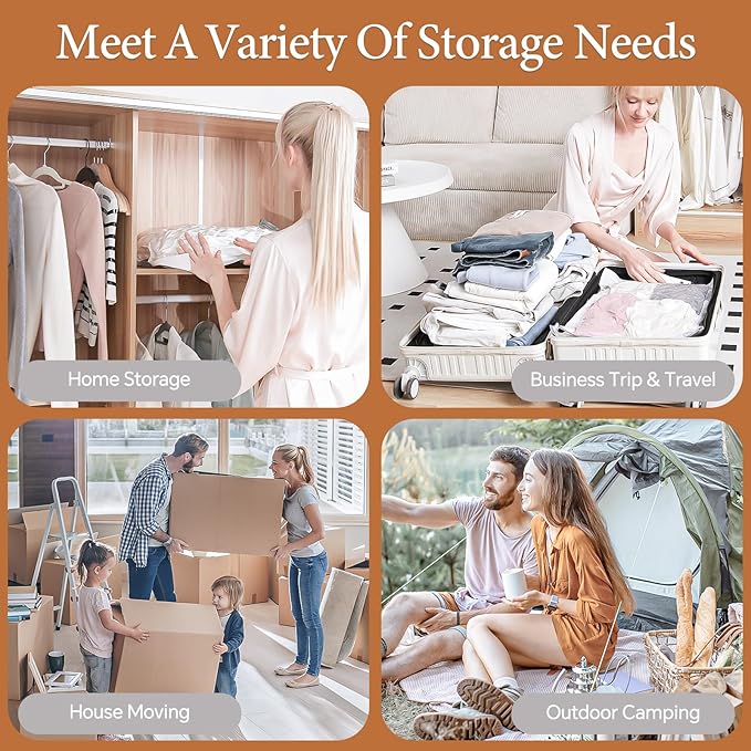 Vacbird Vacuum Seal Bags for Clothing, 16 Pack Vacuum Storage Bags with Rechargeable Cordless Air Pump(4J+4L+4M+4S), Space Saver Bags for Clothes Blanket Duvets Pillows Comforters Travel