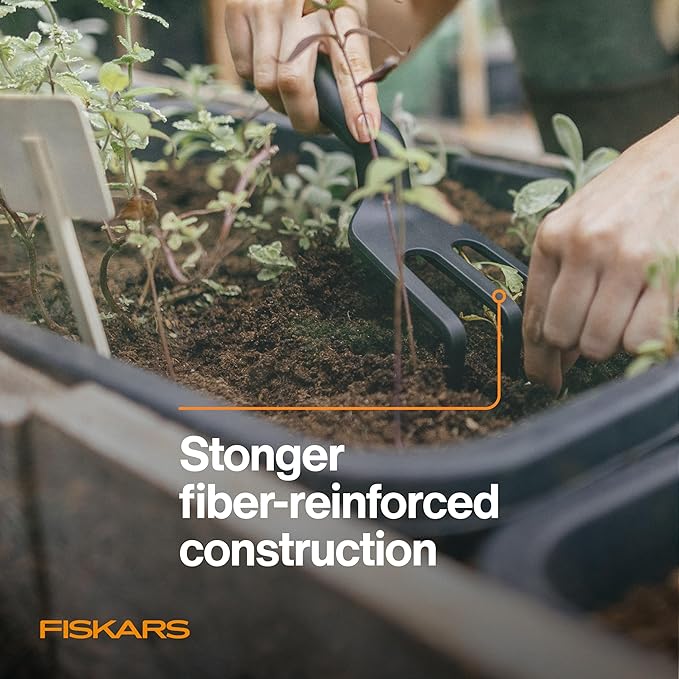 Fiskars Eco Cultivator with Wide Angled Tines, Ergonomic Handle, UV Resistance, Ideal for Loosening Soil and Removing Weeds