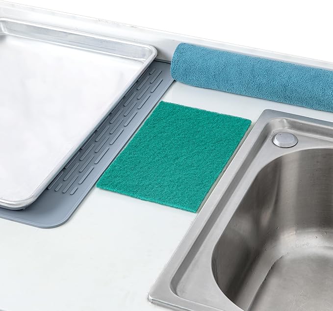 Restaurantware-RW Clean 9 Inch x 6 Inch Scouring Pads, 10 No-Scratch Green Scrub Pads - Heavy-Duty, No-Abrasive, Green Polyester Scrub Pads For Cleaning, For Scraping, Cleaning, Or Scrubbing,