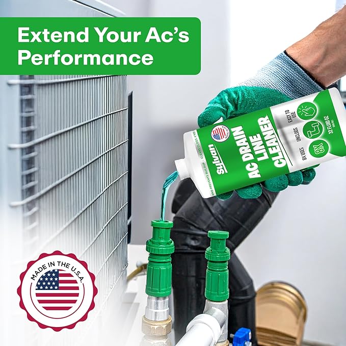 Sylvan AC Drain Line Cleaner | Free XXL Drain Brush | 32 Oz | 12 Month Supply | Made in USA | Universal Compatibility | Removes Clogs and Buildup from HVAC Condensate Lines | Air Conditioner Unclogger