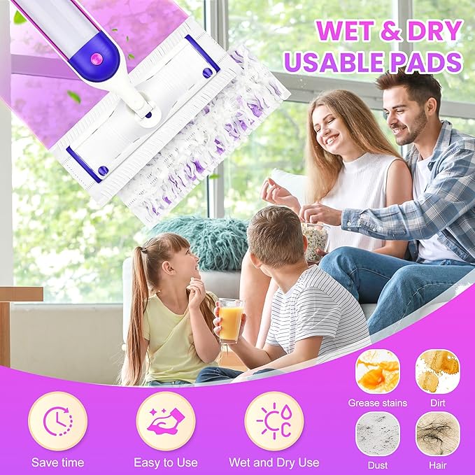 40 Cout Power Mop Pads Refills for Powermop , Multi-Surface Disposablen swiffer Power Mop Pads，Unscented Spray Cleaning Repalcement Pads Refill
