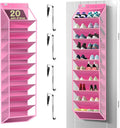 Kotkn 10 Tier Over The Door Organizer - Heavy Duty Hanging Storage Rack with Sturdy Oxford Fabric, Holds 20+ Pairs of Footwear, Boots & Sneakers, Saves 50% Closet Space! (Pink)
