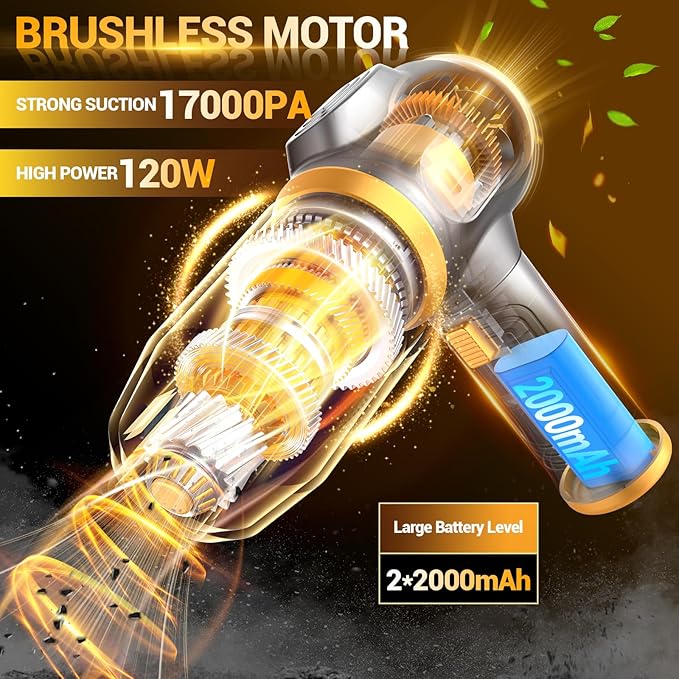 Portable Car Vacuum Cordless Mini Handheld Vacuums Cleaner Rechargeable with LCD Display and Multi-Nozzles, High Power Hand held Cleaners for Car, Home, Office, Sofa, Pet Hair,Keyboard
