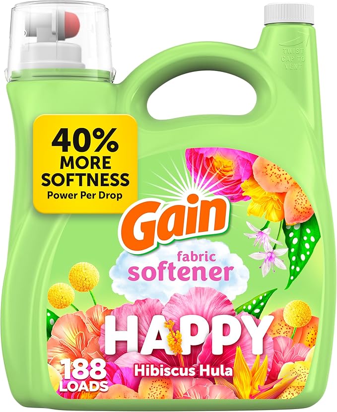 Gain Liquid Fabric Softener, Fabric Conditioner, Softening Laundry Conditioner, Happy, 127 fl oz, 188 Loads