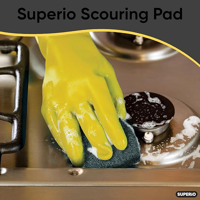 Scouring Pad Non-Scratching Scrubber Non-Scratch Cleaning Scrub Pads Heavy Duty Scouring Pad Reusable Kitchen Scrubbing Pad Pack of 9 Green, by Superio
