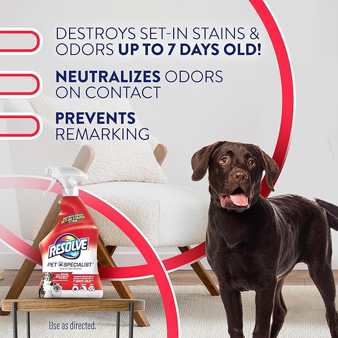 Resolve Pet Specialist Carpet Cleaner Spray – for Removal of Pet Stains & Odors Up to 7 Days Old, 22oz