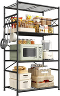 DurayLoly Storage Shelves 4 Tier Shelf Organizer,Metaling Shelving with Hooks,Heavy Duty Garage Shelves Unit with Leveling Feet,Wire Shelving for Pantry,Kitchen and Closet,23.6" W x 13.8" D x 60.4" H