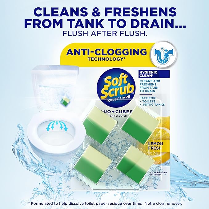 Soft Scrub In-Tank Toilet Cleaner Clear Water DuoCubes, 4ct, Lemon Fresh