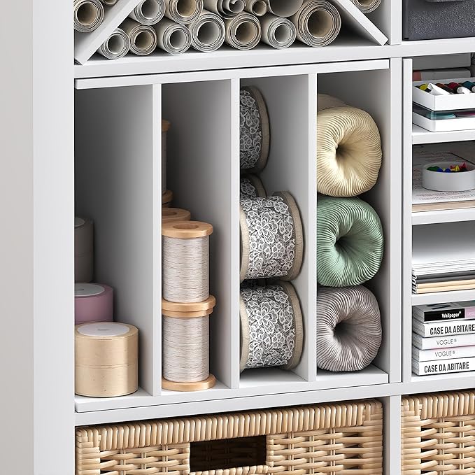 Furinno Cubicle Cube Insert, 3-Shelf Cube Organizer, 3-Tier Shelf Accessory, Fits into Furinno Triple Thick Cubes, IKEA Kallax, for Organizers and Storage, White