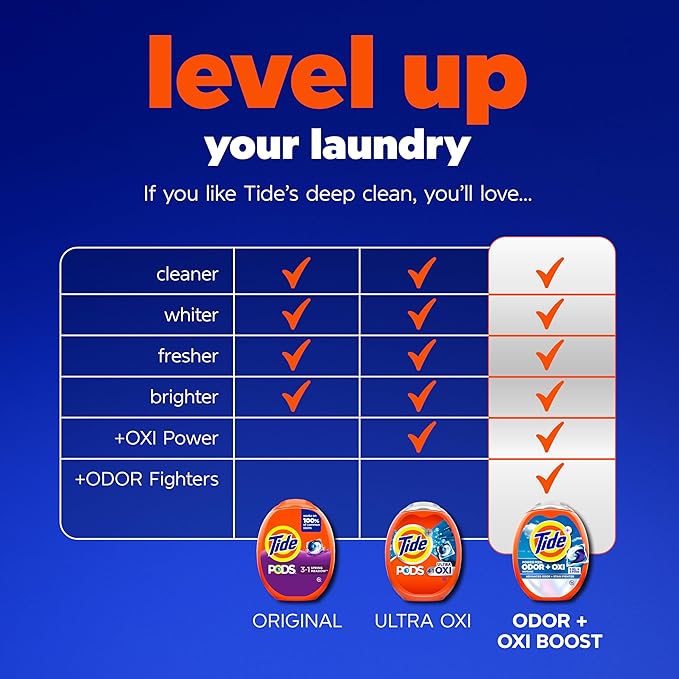 Tide 4-in-1 Ultra Oxi PODS Laundry Detergent Pacs, 85 Count, HE Compatible, Built in Pre-treater for Stains