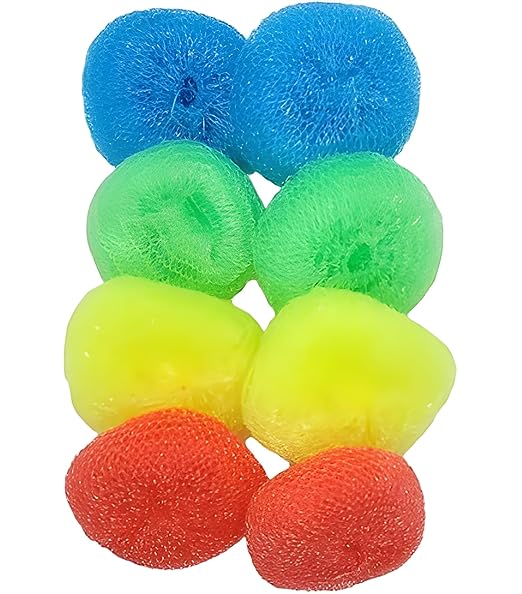 16-Pack Non-Scratch Nylon Scouring Pads – Durable Round Kitchen Scrubbers in 4 Colors – Safe for Non-Stick Cookware – 2.5" Diameter – Multi-Surface Cleaning Pads for Home, Kosher & Commercial Use
