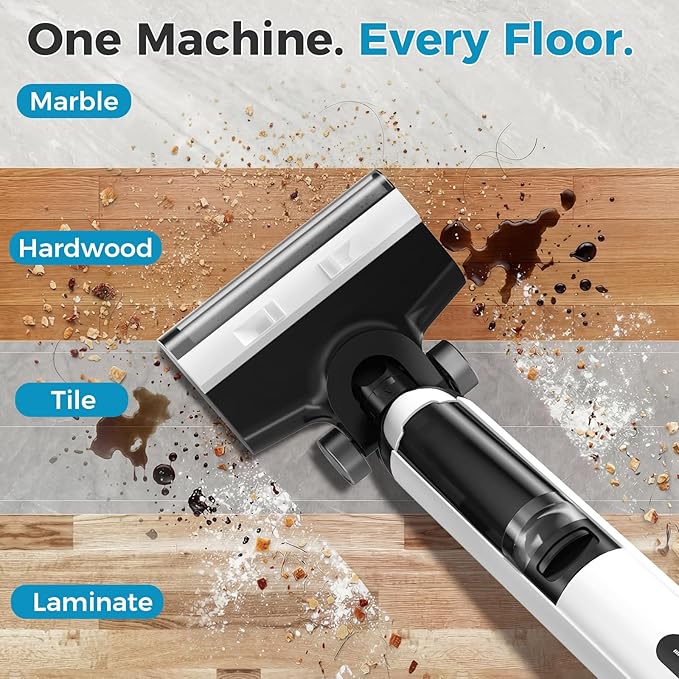 OLIXIS Wet Dry Vacuum Cleaner, Cordless All-in-One Vac Mops, Vacuum Mop with Self-Cleaning System, Dual Water Tank Design, Tangle-Free Brush, Dual-Edge Cleaning, 35-Min Runtime