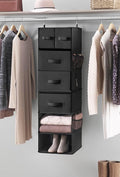 Whitmor Multi-Functional Hanging Organizer with Drawer Inserts- 5 Section - Closet Organizer - Black