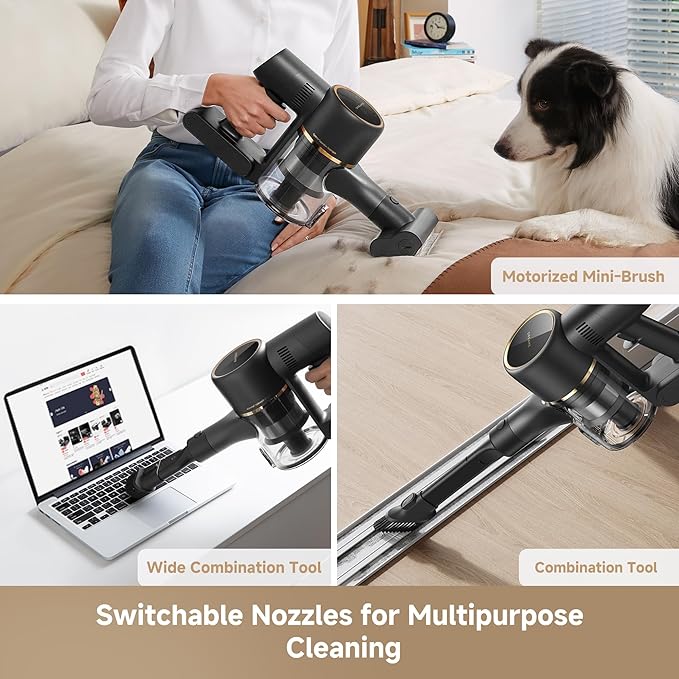 DREAME Cordless Stick Vacuum R20 Pure, 150AW Powerful Suction, Celeste LED Illumination, Anti-Tangle, Hard Floor & Carpet Cleaning, Up to 90Min Runtime, LED Screen, Lightweight, Versatile Attachments
