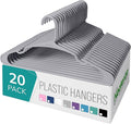 NEATERIZE Clothes Hangers Plastic 20 Pack for Adults - Plastic Hangers, The Perfect Coat Hanger and Space Saving Clothes Hangers for Closet, Percheros Ganchos para Colgar Ropa Hangars - Grey Hangers