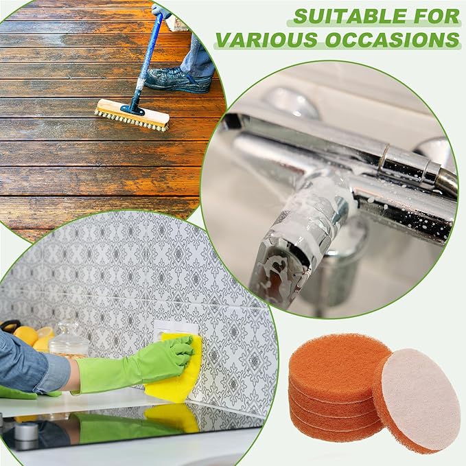 Power Scrub Pads, Scrubbing Pads 2000 Grits Scouring Discs - Fitting for (Home Kitchen Cleaning - Drill Attachment - Scrubber Replacement) 20 Pcs & 3 Inch & Orange