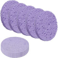 uxcell 10Pcs Cellulose Sponges, Round Kitchen Clean Sponges Non-Scratch Compressed Dish Scrubber for Kitchen Household Cookware Bathroom Cleaning & DIY, Purple