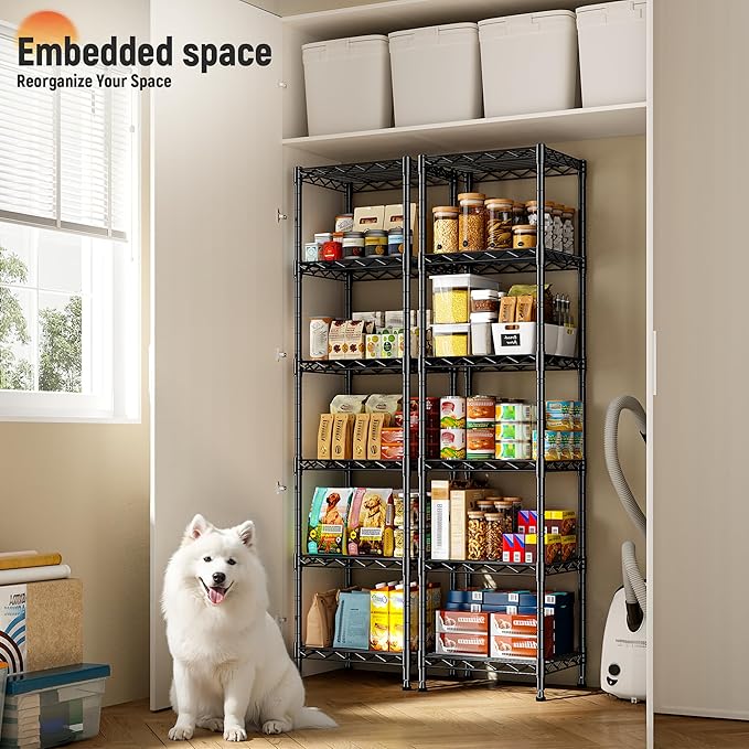 DurayLoly 6 Wire Shelving Metal Shelves Storage Rack:Adjustable Storage Shelves Standing Shelf Units and Narrow Shelf for Laundry Bathroom Kitchen Pantry Closet Office 15.8" w*11.8" D*63" H