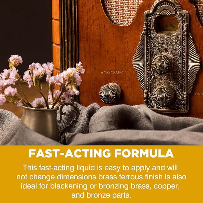 Brass Patina Solution - Brass Black Metal Finish to Blacken, Copper, Bronze Parts - Black Patina - 3.5 OZ