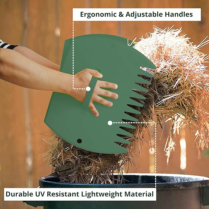 GardenHOME Leaf Scoops Hand Rakes, Large Leaf Grabbers for Yard Work and Garden Use, Clear and Collect Garden Rake, Leaf Scooper and Claws for Leaves, Lawn Debris, and Trash Cleanup, Green