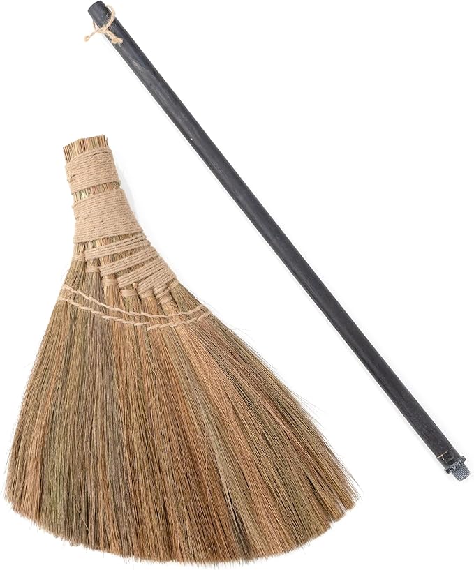 Natural Whisk Broom – Vietnamese Straw Soft Broom for Indoor-Outdoor Cleaning, Yard, Sofa, Car Hood, Decoration, 51.57-Inch Long
