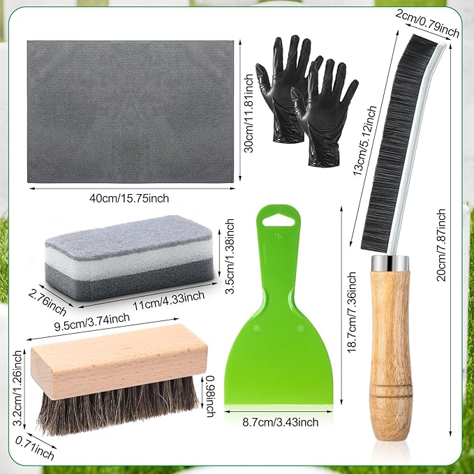 7 Pcs Headstone Cleaner Kit for Grave Cleaning Granite and Stone Daily Cleaner Includes Towel Bristle Crevice Brush Scrub Brush Headstone Cleaning Sponge Disposable Gloves Plastic Scraper
