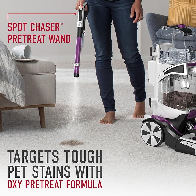 Hoover SmartWash Pet Automatic Carpet Cleaner Machine, with Spot Chaser Stain Remover Wand + 64 oz Pet Carpet Cleaner Solution, Deep Cleaning Carpet Shampoo, AH31925