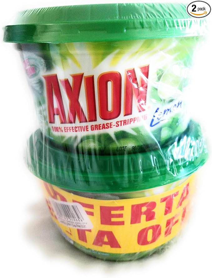 Axion Dishwashing Paste Detergent (Pack of 2) Lemon Dish Soap 15 oz. 100% Effective Grease Stripping.