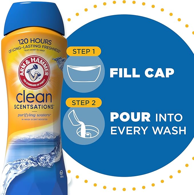 ARM & HAMMER Clean Scentsations In-Wash Scent Booster, Laundry Scent Booster Purifying Waters scent, 45 Oz