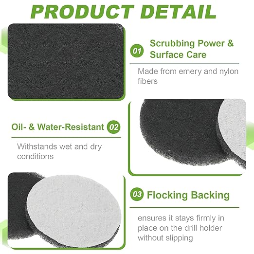 Power Scrub Pads, Scrubbing Pads 1000 Grits Scouring Discs - Fitting for (Home Kitchen Cleaning - Drill Attachment - Scrubber Replacement) 16 Pcs & 4 Inch & Gray