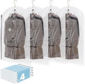 Hanging Vacuum Storage Bags, 4 Pack (41.3 x27.6 inch), Vacuum Seal bags for Clothing, Space Saver Garment for Short Clothes, Jacket, Suits, Dresses, Closet Oragnization and Storage