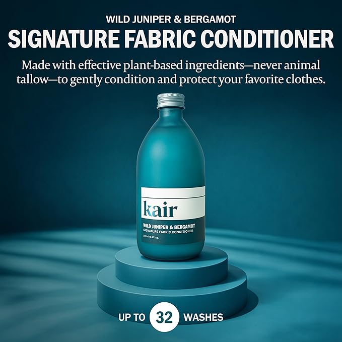 Kair Signature Fabric Conditioner - Wild Juniper & Bergamot | Plant-Based Fabric Softener, 16.9 Fl Oz, Vegan, Cruelty-Free, Biodegradable, Anti-Static Softens & Protects Fibers