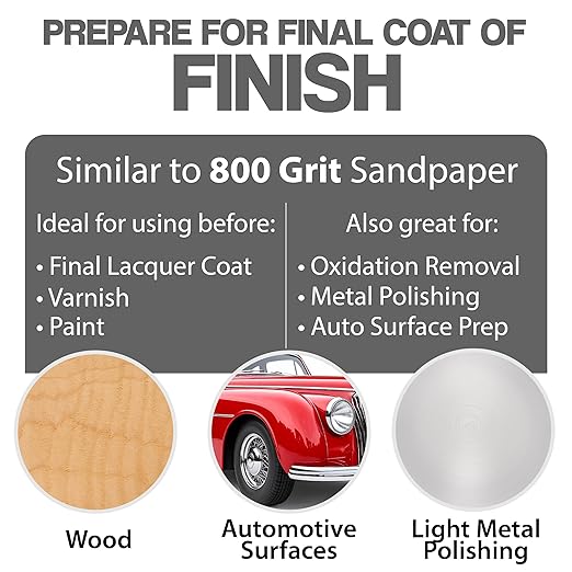 5" Abrasive Pad Hook & Loop Round Non-Woven Final Surface Prep Disc, Wood, Metal, Smooth Surface Before Final Finish, Oxidation Removal, Restore Shine, Very Fine Scuff Pads - 800 Grit - 10 Pack (Gray)