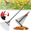 91 Inch Rake for Leaves , Adjustable 18 Tines with Expandable Head 9-18in Grass Rake Heavy Duty Metal Rakes for Women Children Yard Gardener Gardening Grass Debris Lawns
